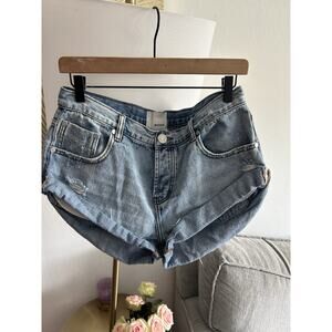 One Teaspoon Bandits Distressed Shorts Denim Light Wash Size 29